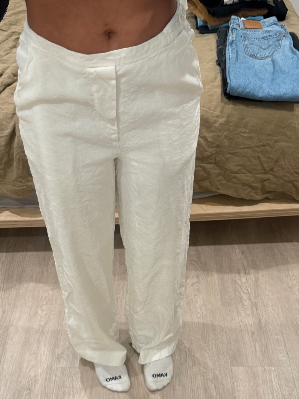 SIR. White Linen Blend Wide Leg Pants Size 1